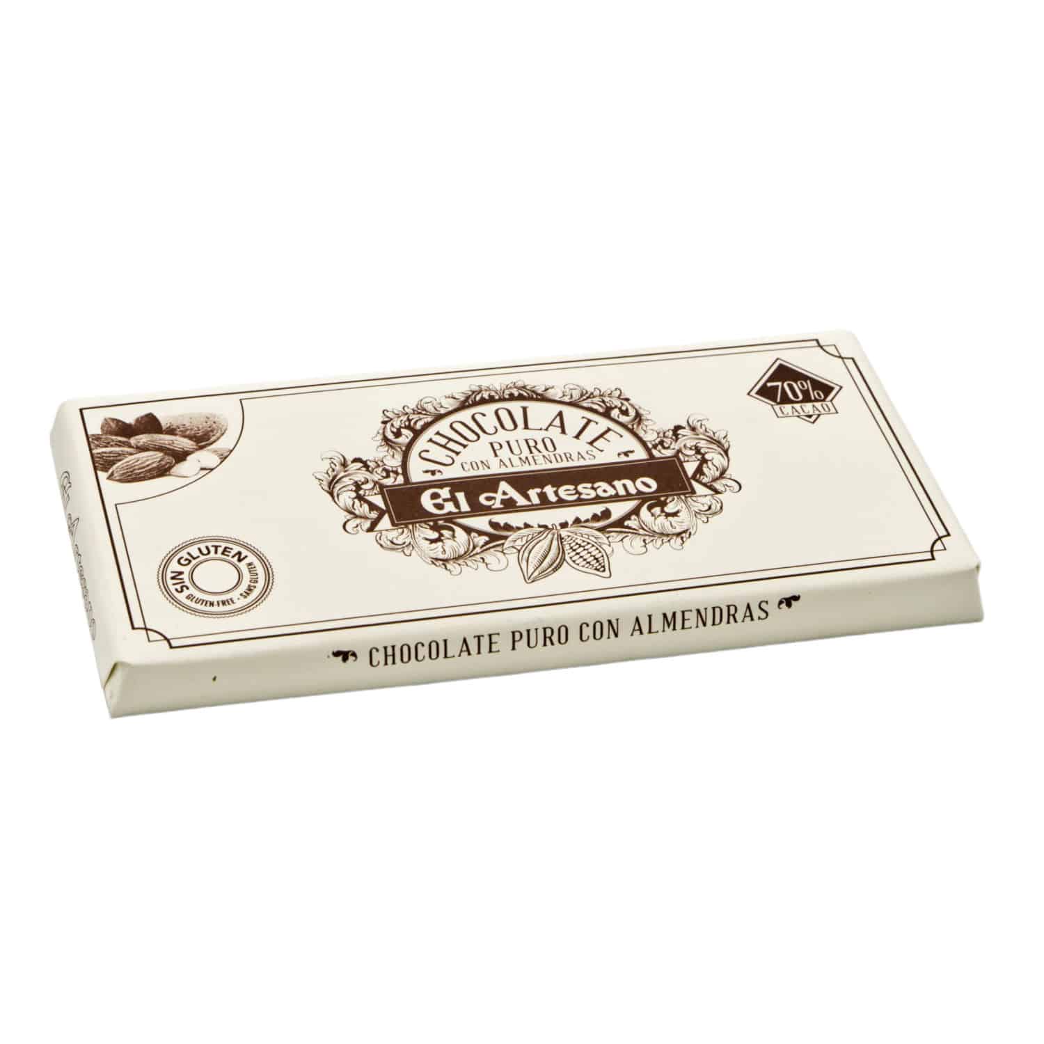 Chocolate puro con Almendras El Artesano 70% cacao 150g – Schokolade mit Mandeln mit 70% Kakao